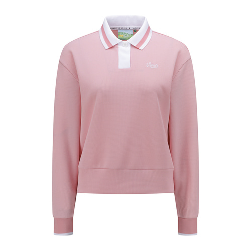 W TEXTURED COLLARED LONG SLEEVE T-SHIRT_PI